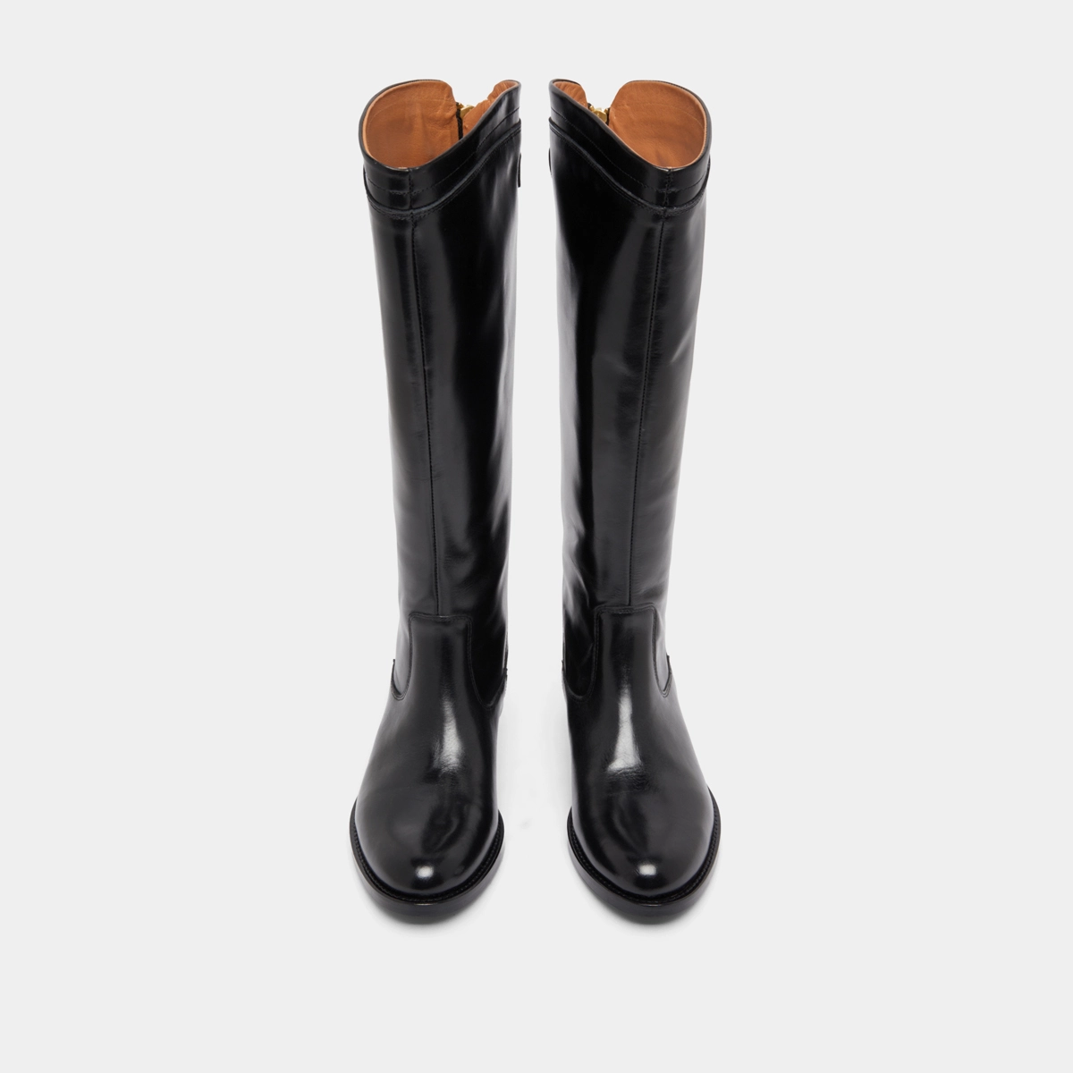 Boots with back zips in black leather | AUROS