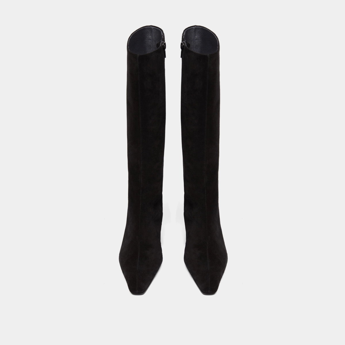 Heeled boots with pointed toes in black suede | DANOU