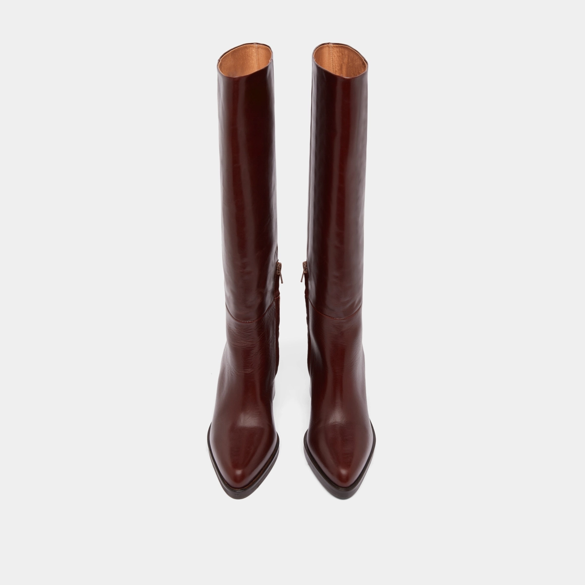 Boots with laminated heels in brown leather | DICKINSON