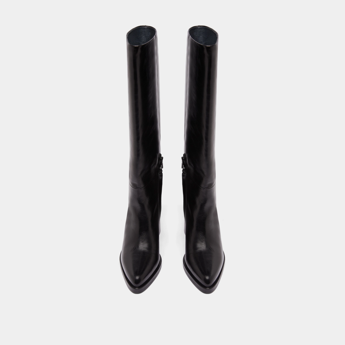 Boots with laminated heels in black leather | DICKINSON