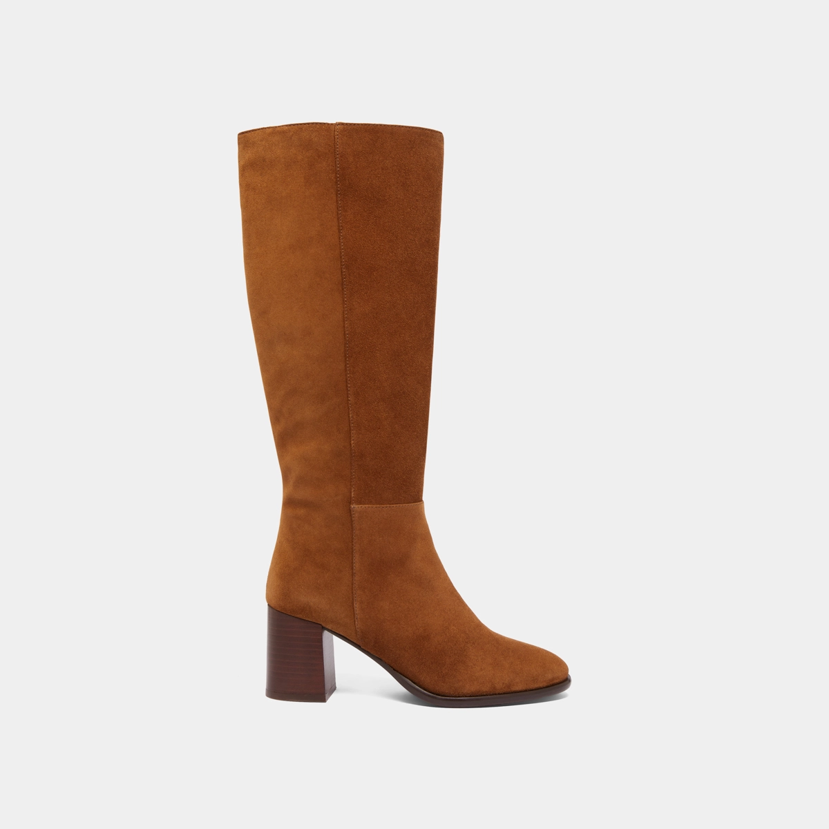Heeled boots with rounded toes in cognac suede | DILIA