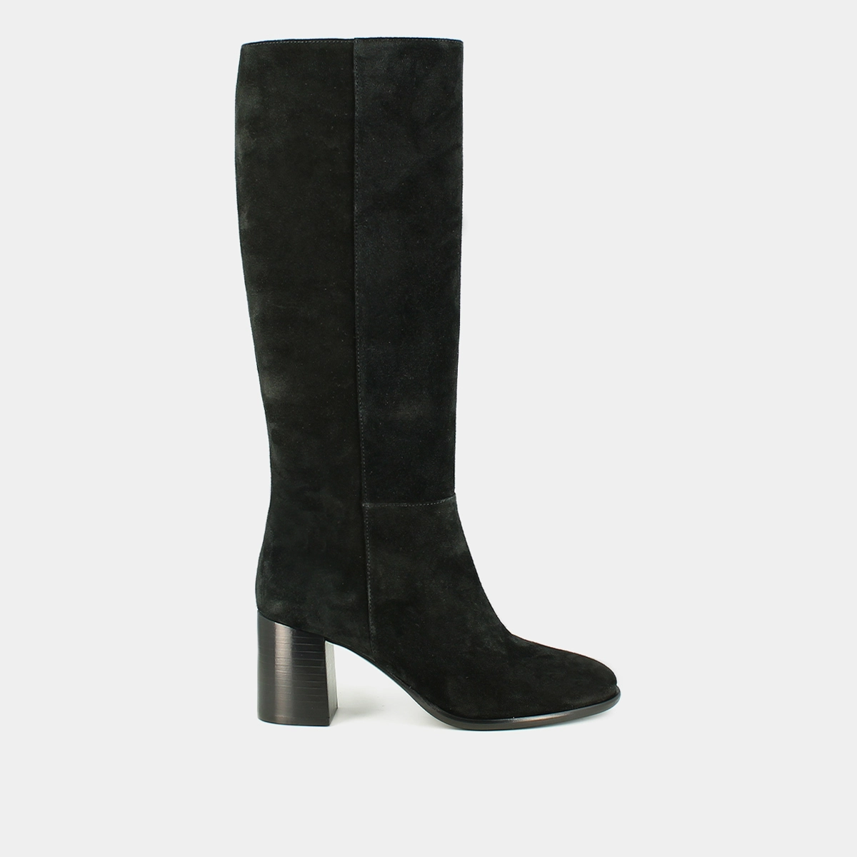 Heeled boots with rounded toes in black suede | DILIA