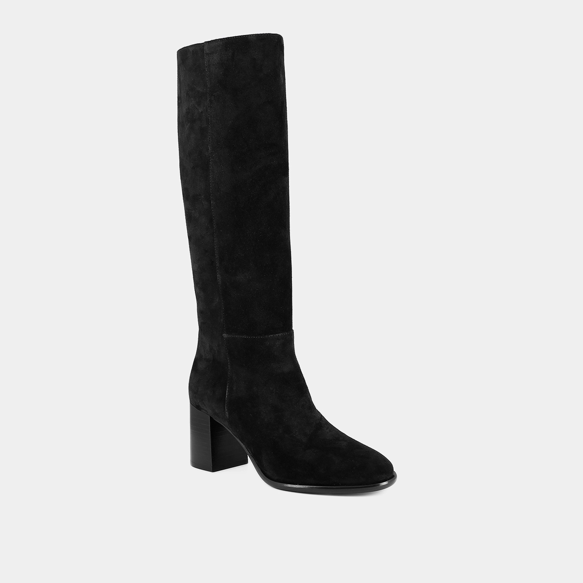 Heeled boots with rounded toes in black suede | DILIA