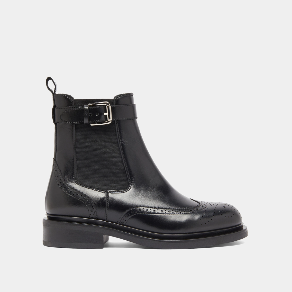 Lowboots with buckles in black leather | DOUBY