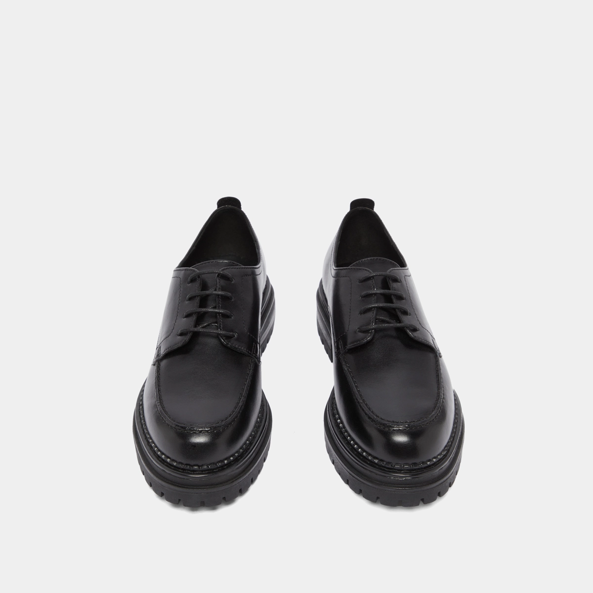 Derbies with notched soles in black leather | ADALOU