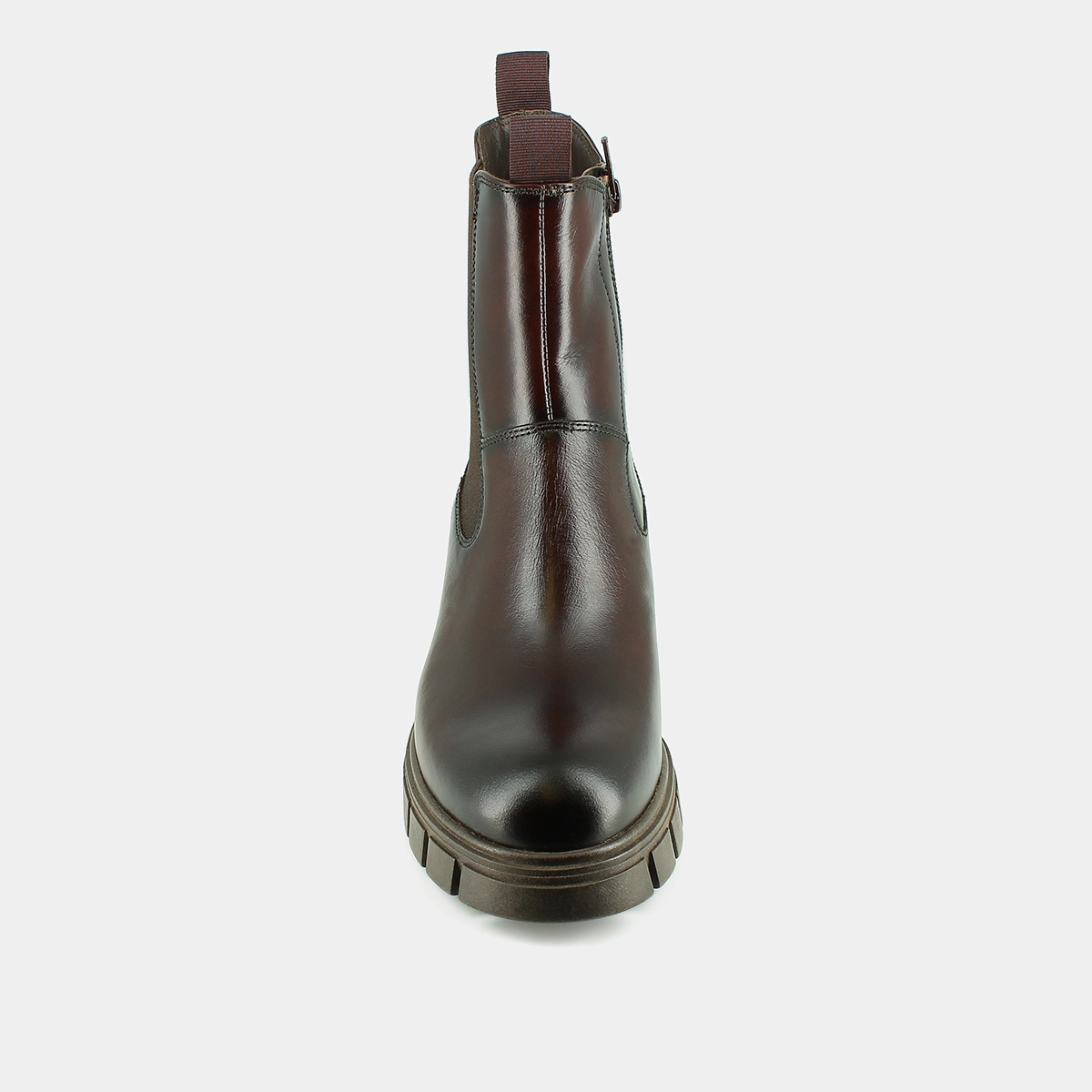 Lowboots with notched soles and round toes in red-brown leather | ARONA
