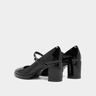 Heeled mary jane in black patent | debre