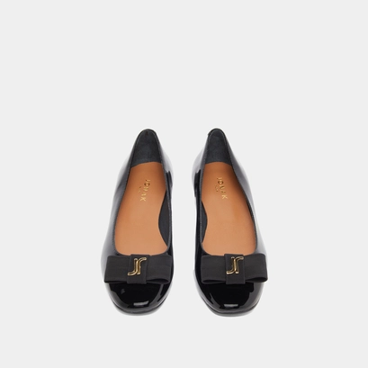 Ballet flats with bow and monogram black