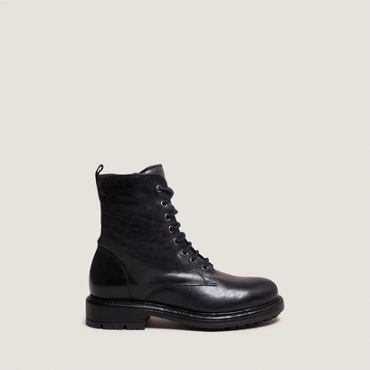 Lowboots with laces and notched soles in black leather | celimene