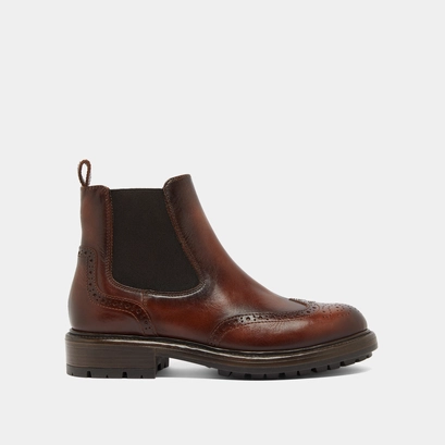 Lowboots with notched soles in cognac patinated leather | celia