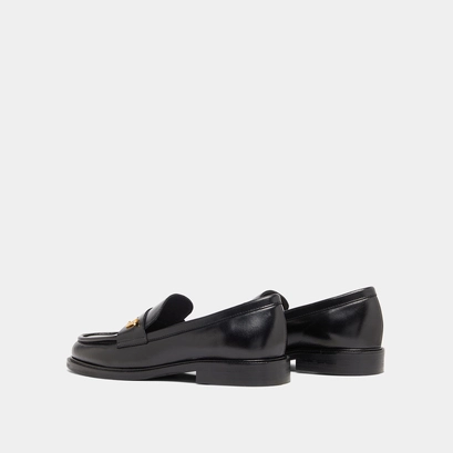 Round-toed loafers in black leather | duedi