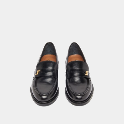 Round-toed loafers in black leather | duedi