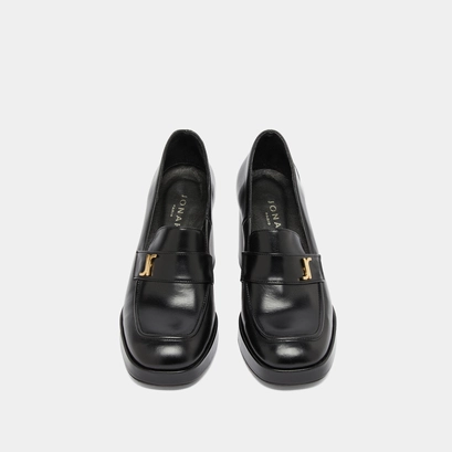 Monogrammed loafers in black leather | violon