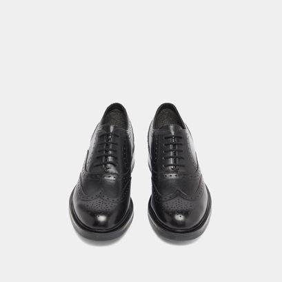 Richelieus with openwork details in black leather | gad