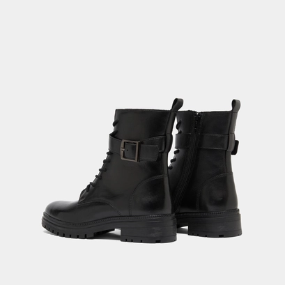Lace-up ankle boots with notched soles in black leather | gipsy