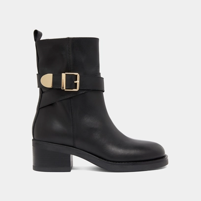 Buckle ankle boots in black leather | ima