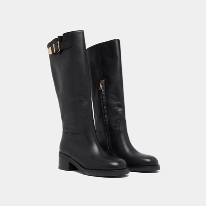 High boots with buckles in black leather | irena