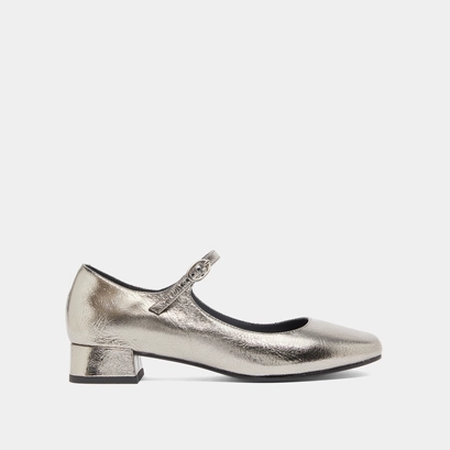 Mary Jane with square toes in dark metallic leather | DULCI