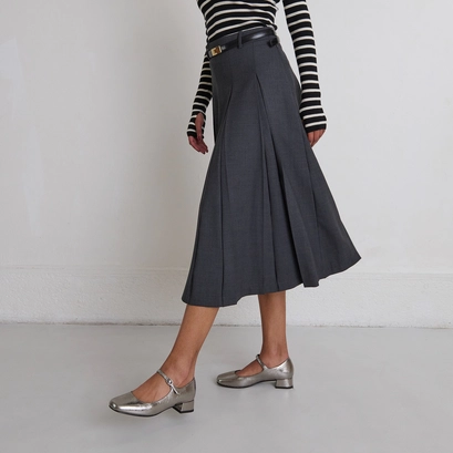 Mary Jane with square toes in dark metallic leather | DULCI
