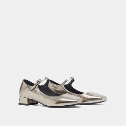 Mary Jane with square toes in dark metallic leather | DULCI