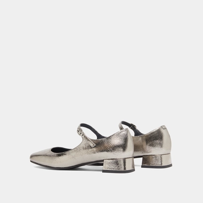 Mary Jane with square toes in dark metallic leather | DULCI