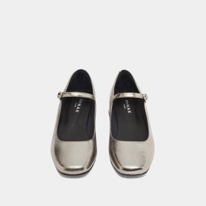 Mary Jane with square toes in dark metallic leather | DULCI