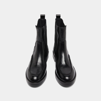 Lowboots with elastics in black leather | allan