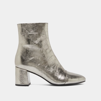 Heeled ankle boots in dark metallic leather | doniama