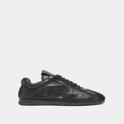 Lace-up sneakers in black suede and black leather | dabon