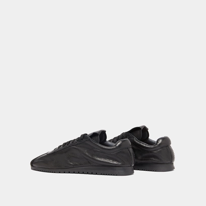 Lace-up sneakers in black suede and black leather | dabon