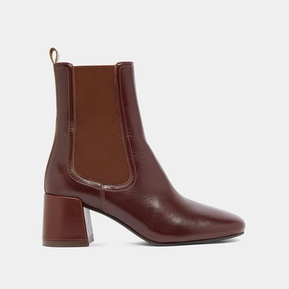 Ankle boots with heels and elastics in brown leather | denon