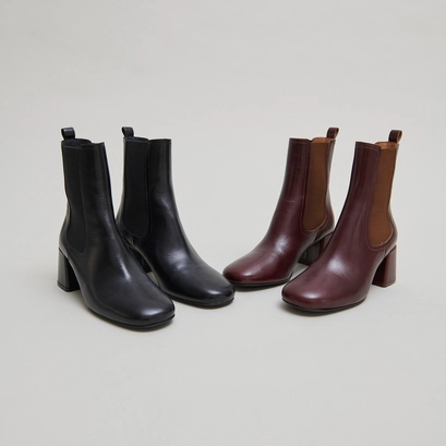 Ankle boots with heels and elastics in brown leather | denon