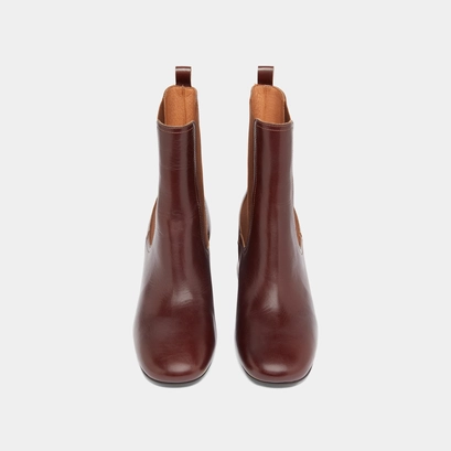 Ankle boots with heels and elastics in brown leather | denon