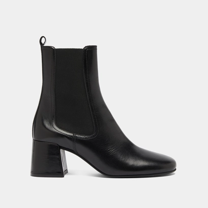 Ankle boots with heels and elastics in black leather | denon
