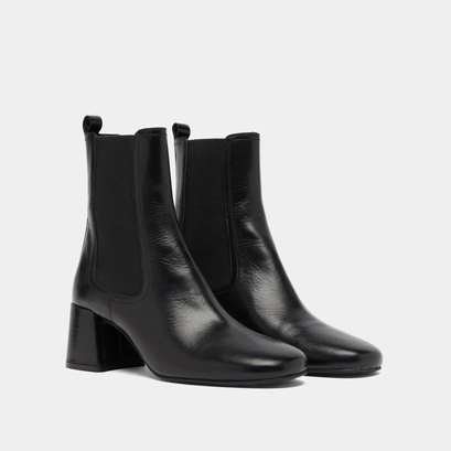 Ankle boots with heels and elastics in black leather | denon