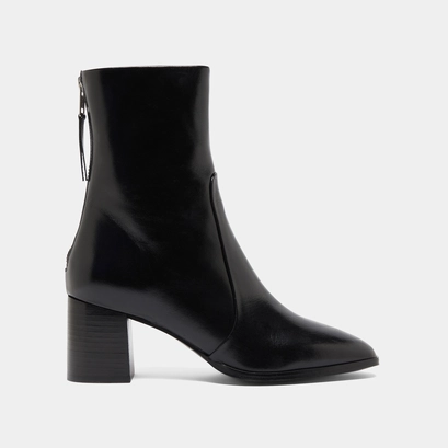 Ankle boots with rear zips in black leather | detras