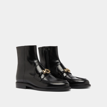 Lowboots with gold bits in black leather | divok