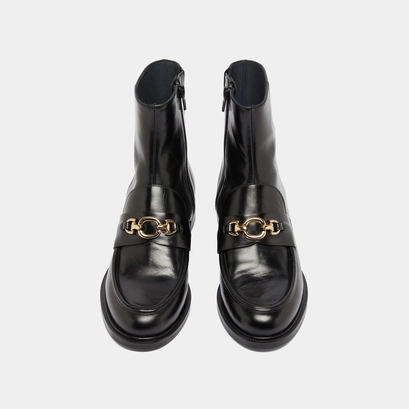Lowboots with gold bits in black leather | divok