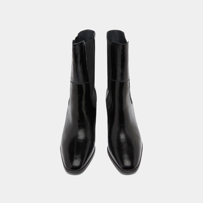 Ankle boots with elastics in black shiny leather | ducha