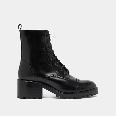 Heeled lowboots with laces in black leather | anders