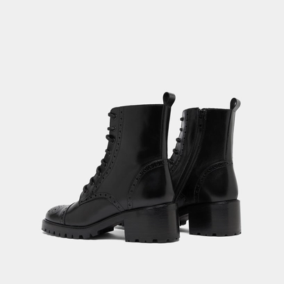 Heeled lowboots with laces in black leather | anders