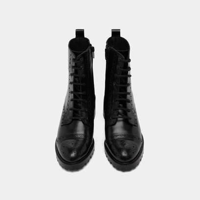 Heeled lowboots with laces in black leather | anders