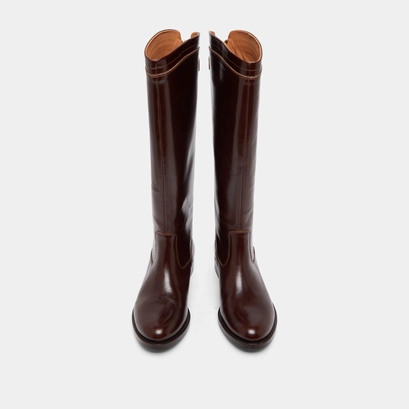 Boots with back zips in brown leather | auros
