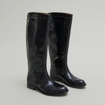 Boots with back zips in black leather | auros
