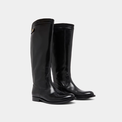 Boots with back zips in black leather | auros