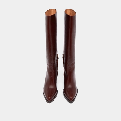 Boots with laminated heels in brown leather | dickinson