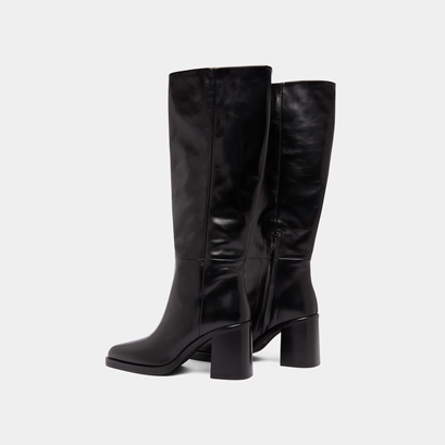 Boots with laminated heels in black leather | dickinson