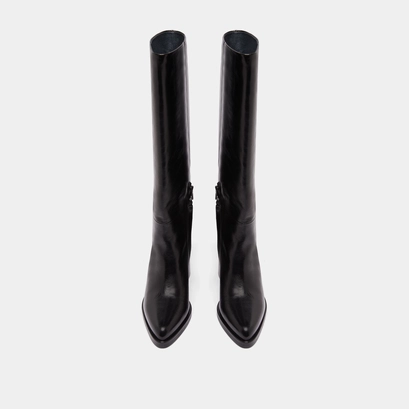 Boots with laminated heels in black leather | dickinson