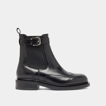 Lowboots with buckles in black leather | douby