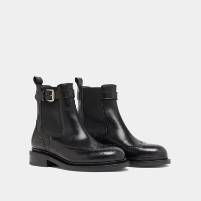 Lowboots with buckles in black leather | douby